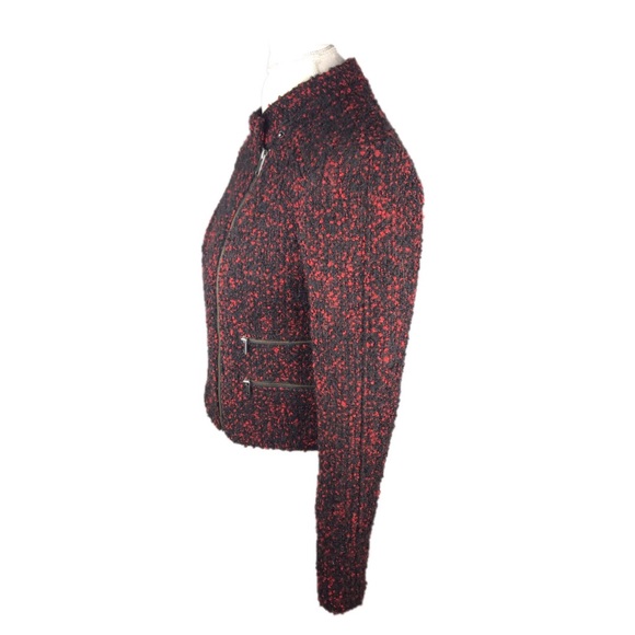 Banana Republic Red & Black Boucle Moto Blazer NWT - Picture 3 of 7